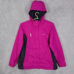 Columbia Arcadia II Rain Jacket Womens 2 Tone Pink Black XL Omni-Tech Waterproof